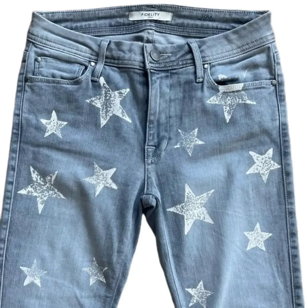 Fidelity Denim Sola Stars Rhapsody Mid Rise Frosted Gray Ankle Jeans 26 - Picture 2 of 13
